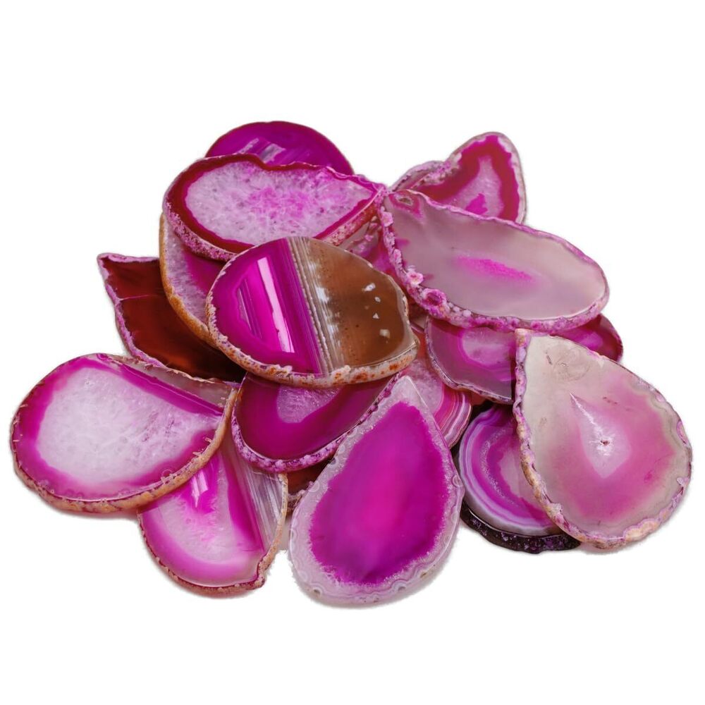 3666 15pcs Pink Polished Agate Slices Geode Slices Bulk for Light Table